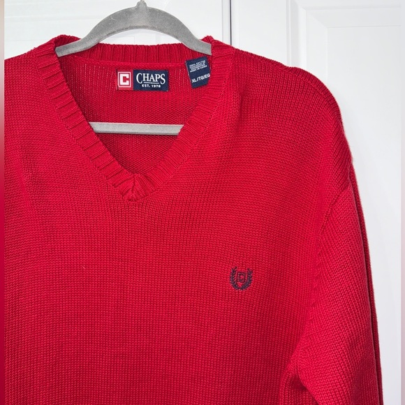 Chaps Polo Ralph Lauren Red Logo Knit Sweater Size XL Men’s - Picture 1 of 3